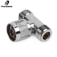 3 way connector n male jack to 2 n female triple t in rf adapter for outdoor indoor antenna signal repeater n male connector