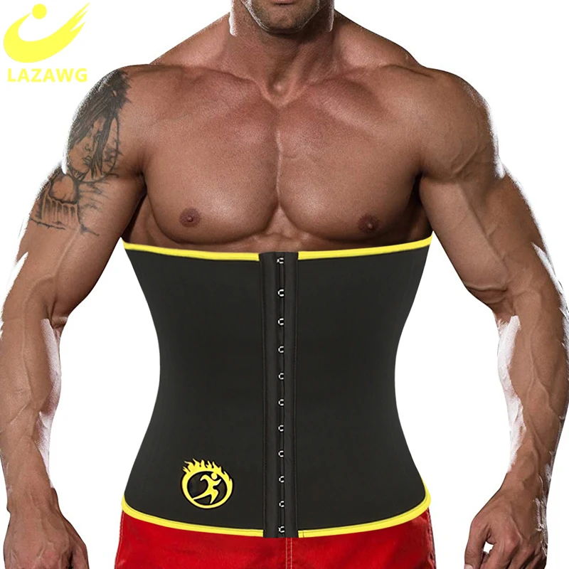 

LAZAWG Mens Neoprene Waist Trainer Sauna Sweat Slimming Body Shaper Tummy Slimming Corsets Burner Shapewear Weight Loss Belt