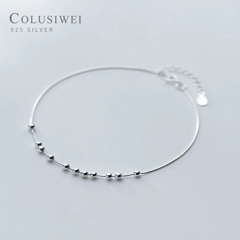 Colusiwei минималистский Круглый браслет на ногу из бисера 925 стерлингового серебра