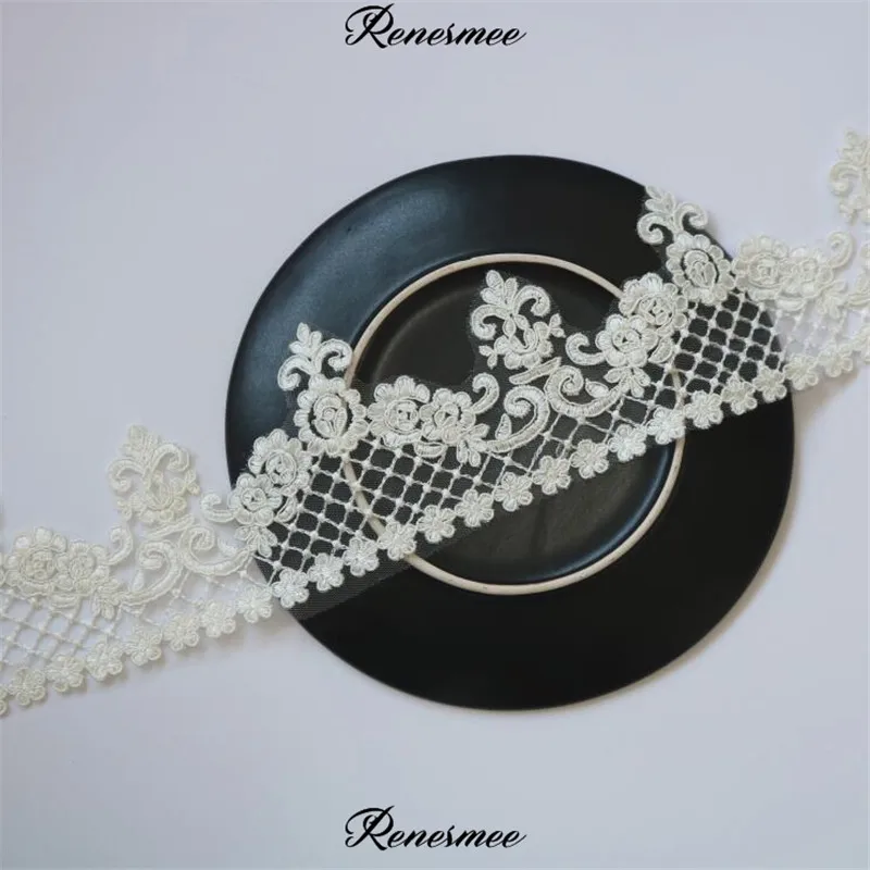 2 ярда кружевная Свадебная аппликация из полиэстера цвета слоновой кости 10 5 см