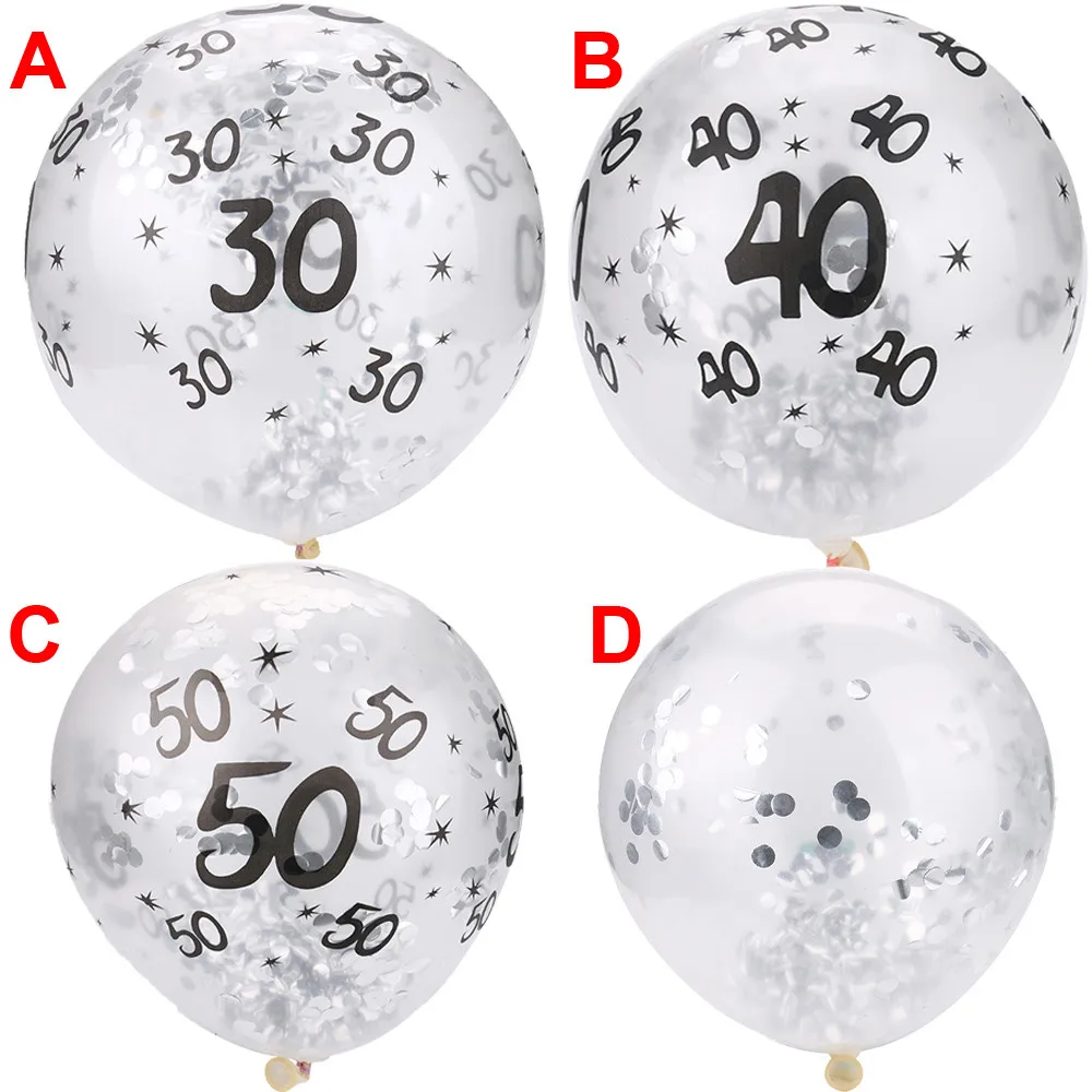 5 шт. 30 40 50th с днем рождения конфетти цифрами возраста баллонов заполнены