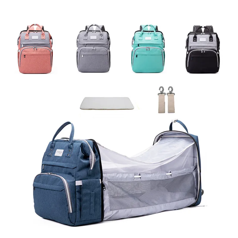 New Design 3 in 1USB Diaper Bag Baby Crib Foldable Sleeping Bed With Changing Pad Sunshine Shade Nappy Stroller Pocket For Bebe
