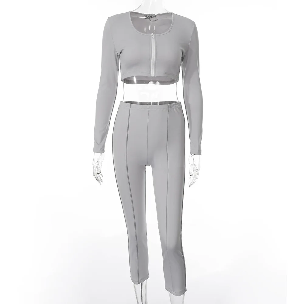 

Oluolin Tracksuit 2 Piece Sets Womens Outfits Long Sleeve Zipper Crop Top and Pants Sets Streetwear Casual Workout Active Wear