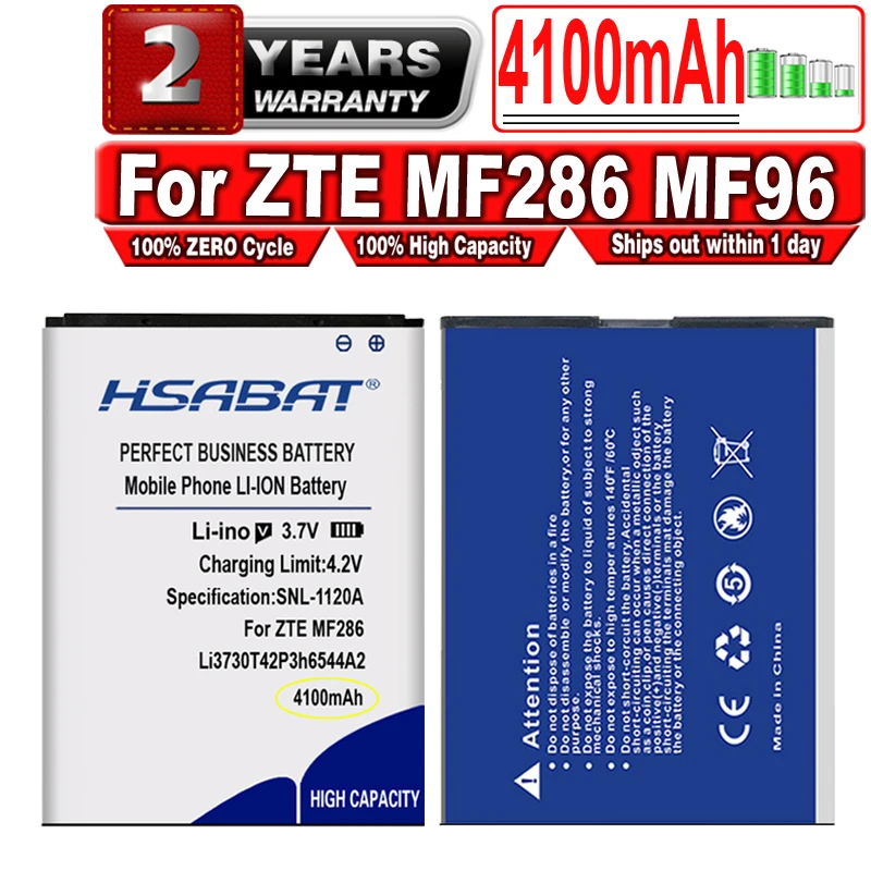 Аккумулятор HSABAT 4100 мАч Li3730T42P3h6544A2 для ZTE MF286 MF96 MF96U Z289L T mobile Sonic 2 0|Аккумуляторы