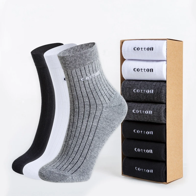 7pairs/lot Socks men's solid cotton spring and autumn cotton business dress men's socks high quality breathable casual socks