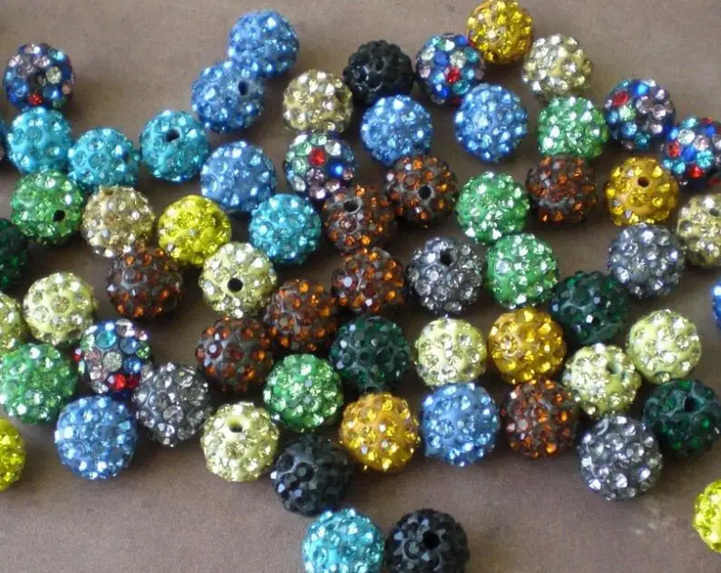 

r4rtity hot Factory price 10mm 100pcs/lot Mixed can choose color Micro Pave Disco Ball Beads crystal