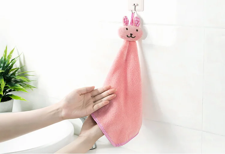 

Coral Fleece Towel Kitchen Hanging Towel Cute Bunny Bathroom Absorbent Towel Kitchen hand towel Coral fleece absorbs water