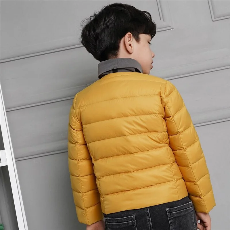 

90% Duck Down Winter Down Jacket Boy Girl Child Kid Light Coat O-Neck Thin Warm Autumn Big Boys Outerwears 2 4 6 8 10 12 Years