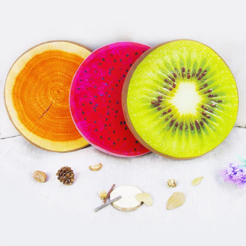 Креативная подушка для фруктового сиденья 40x40x7 см круглая 3D офисное кресло