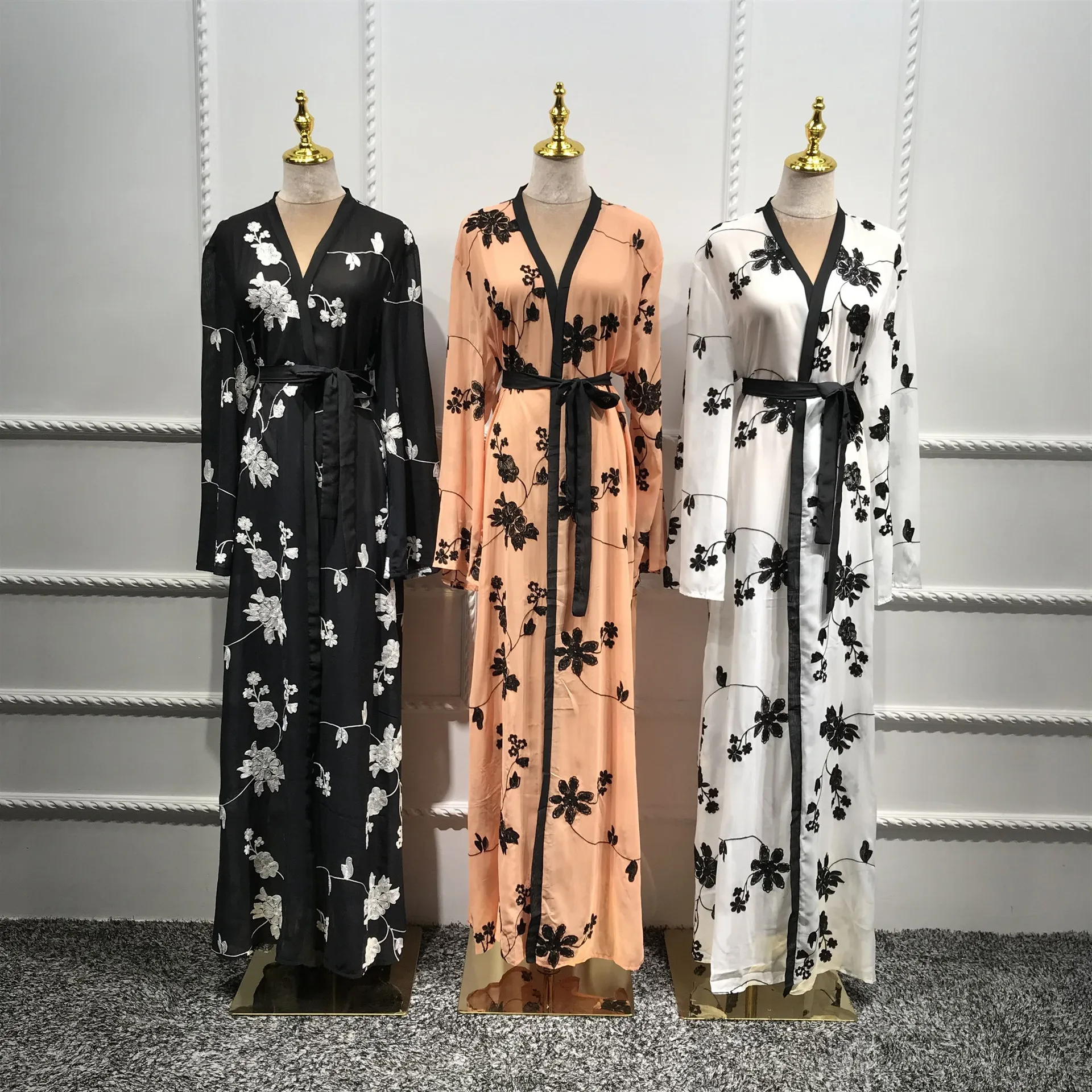 Женский кафтан Caftan с цветочным принтом мусульманская одежда халат мусульманский