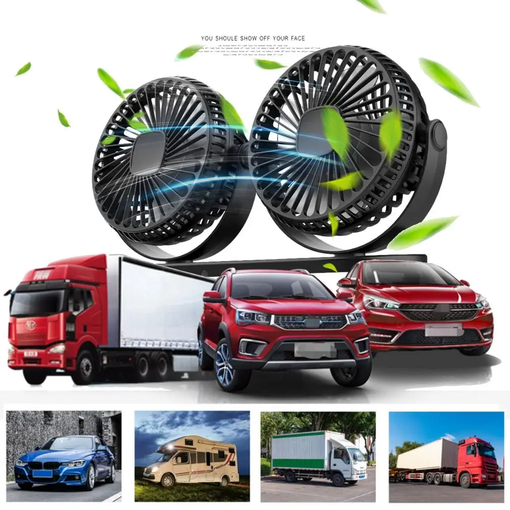 

Car Fan Portable Mini Adjustable Auto Air Cooling Dual Head Usb Fans Quiet Small Desktop Fan Car Mute Portable Cooler