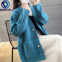 cardigan sweater korean 2020 autumn soft cashmere loose single breasted knitted v neck winter streetwear chic 5 colors sweater