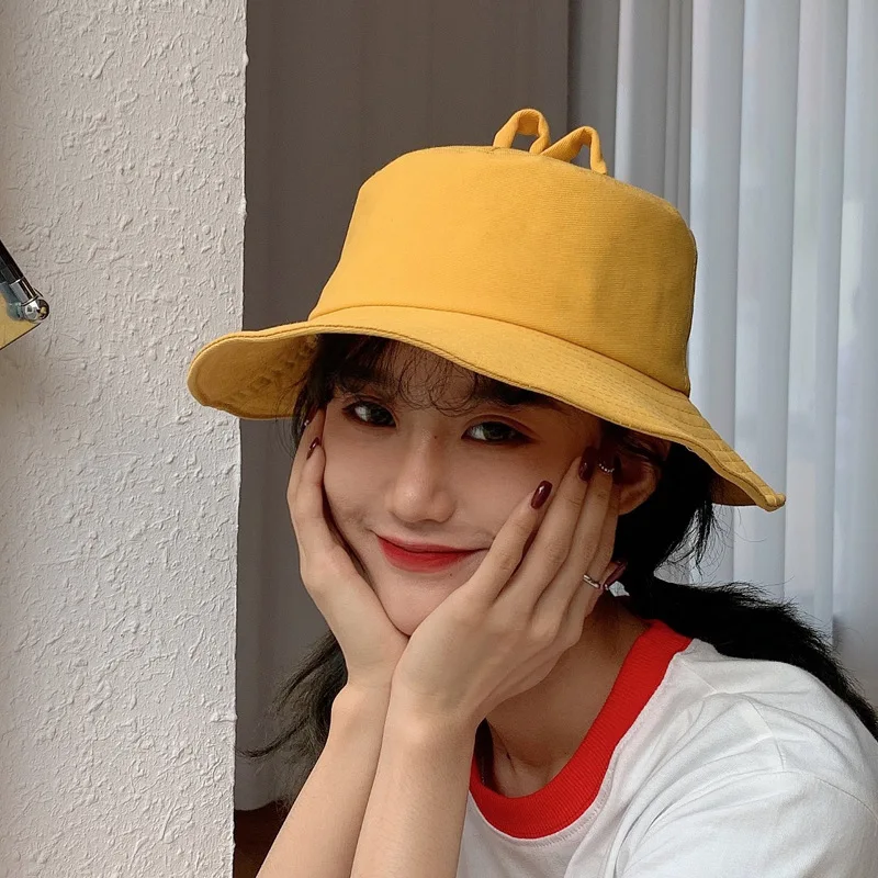 

Korean Style Sweet Cute Short Brim Bucket Hat Women's Sun Protection Sun Hat Casual Soft Girl Bucket Hat Japanese Summer