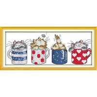 everlasting love christmas cats hide in the cups ecological cotton chinese cross stitch kits counted stamped 11 sales promotion