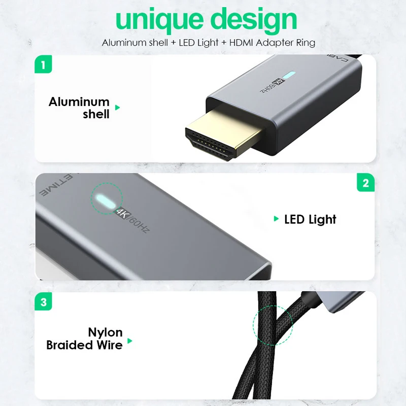 CABLETIME мини кабель DP-HDMI портом Thunderbolt 2 Displayport 4K/60Hz алюминиевый корпус конвертера