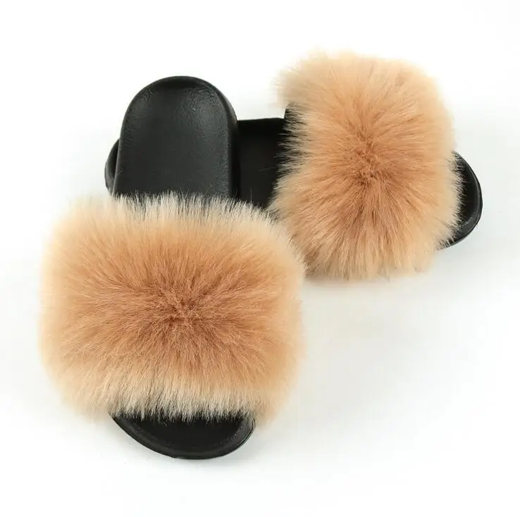 

New 2020 autumn/winter candy color soles fox fur soft and warm home women slippers flat non-slip sandals/flip flop 36-45
