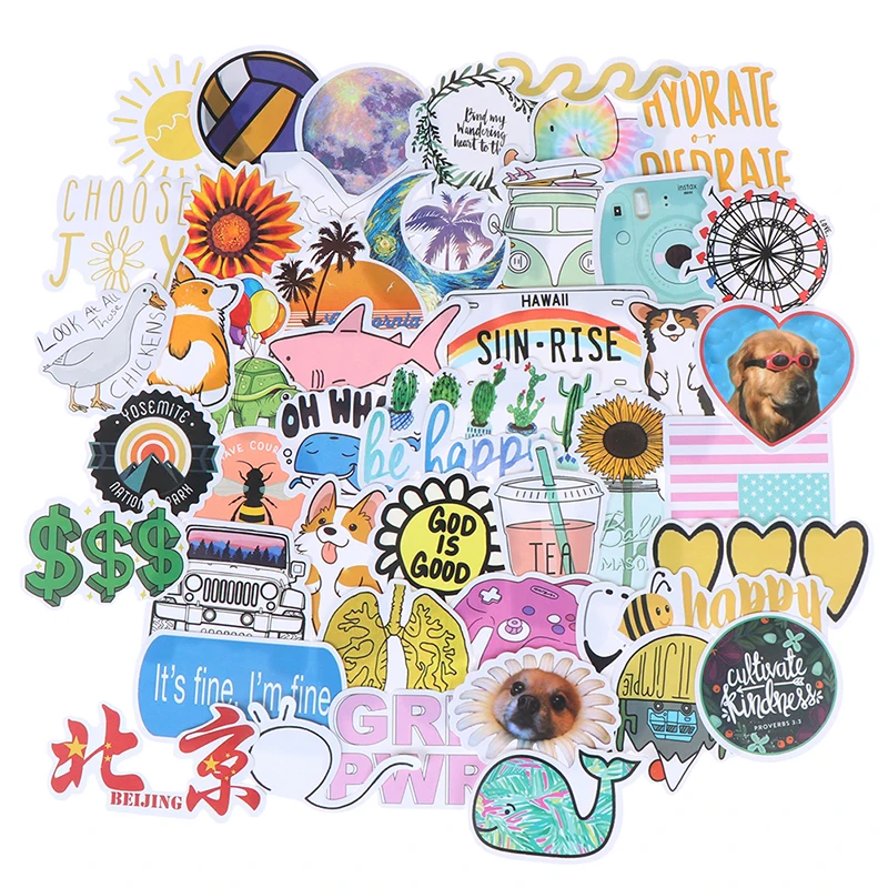 

50 шт., водонепроницаемые Стикеры для шлема, ноутбука