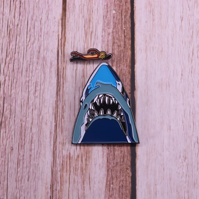 Набор булавок для плавания ming over shark mouth пикантная Женская Брошь морская рыба ужас