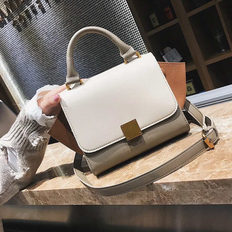 

High-quality European and American Simple Ladies Handbags 2020 New Korean Style Messenger One-shoulder Contrast Color Wings Bag