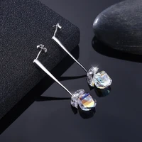 fashion luxury crystal drop earrings for women jewelry female silver color long earrings personality jewelry accessories