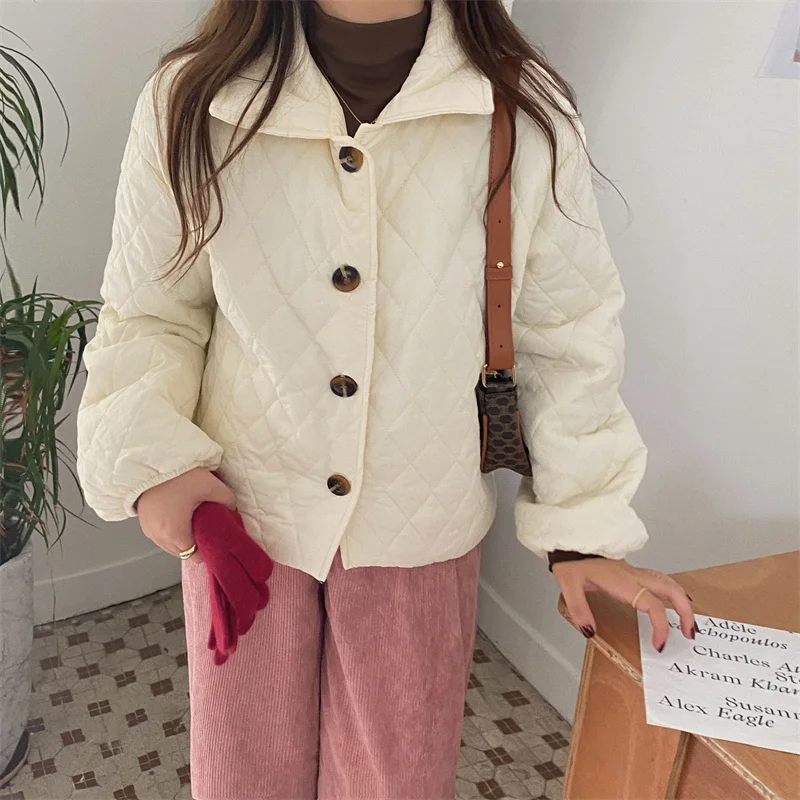 

Alien Kitty 2021 New Lapel Mininalist OL Autumn Winter Jacket Women Elegant Parkas Solid Loose Single Breasted Basic Coat Female