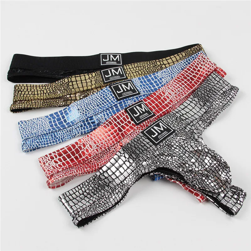 Jockmail сексуальное мужское нижнее белье Jockstrap змеиная кожа hong мужские Слип hombre Cuecas