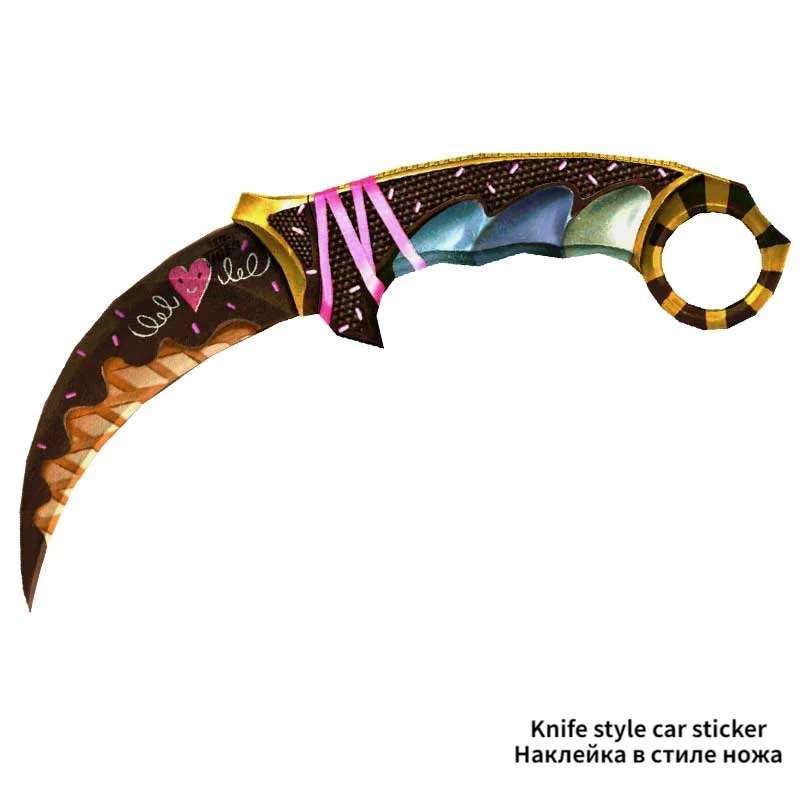 

Car Stickers for CS GO Skin Knife Machete Fashion Love Decals Window Laptop Bumper Creative Decal Waterproof 13x2.5cm