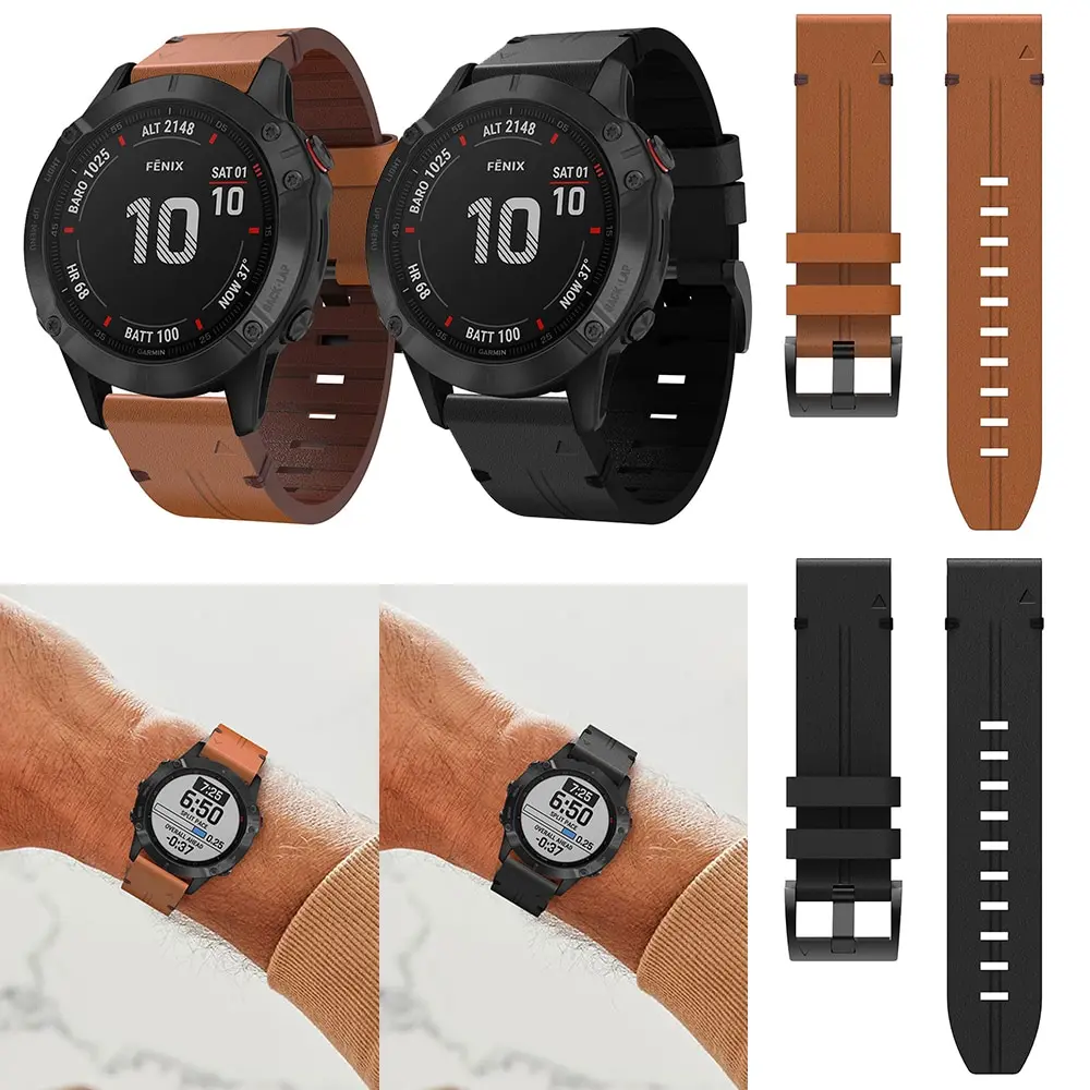 

Men Genuine Leather Replacement Strap Quick Release Strap For Garmin Fenix 5X/6X/5S/6S Watch Accessories 20/22/26mm Strap
