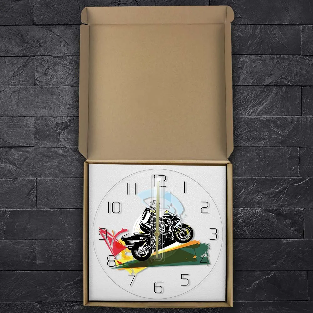 Настенные часы для мотокросса современные бесшумные украшения из акрилового