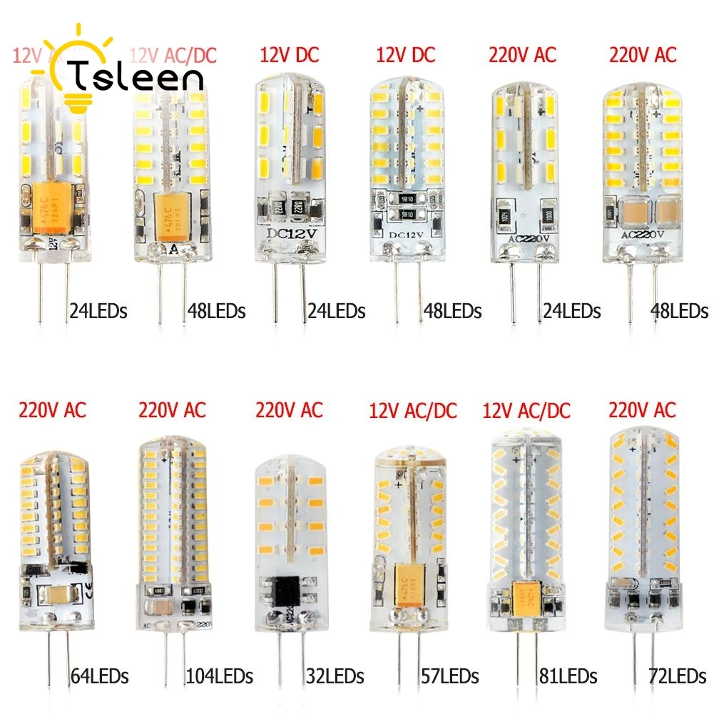 Недорогая Светодиодная лампа-кукуруза G4 3014 SMD лампа AC DC 12V 220V супер яркая 3 5 6 8 9W