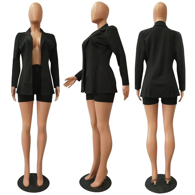 Женский деловой костюм Adogirl однотонный повседневный из двух предметов блейзер с
