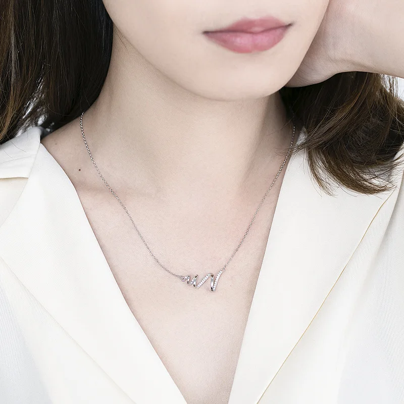 

vimio 2021 Wanying Jewelry Heartbeat Necklace Female Simple Personality ECG Pendant Necklace