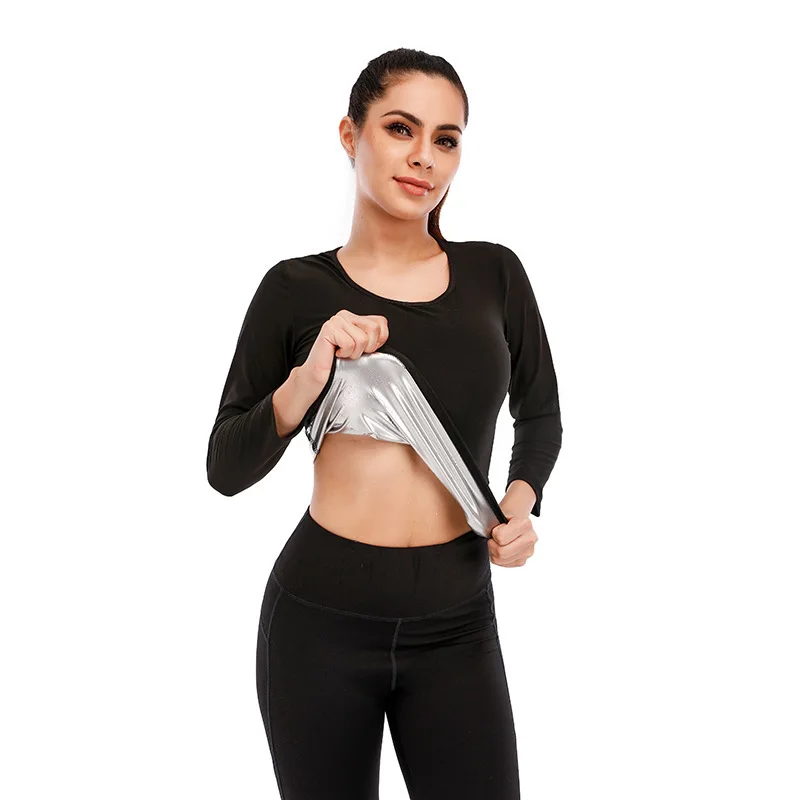 Body Shaper Sauna Suits Sweat Slimming Pants Waist Trainer Long Sleeve Shirt Sets Workout Leggings Tops Control Panty Shapewear