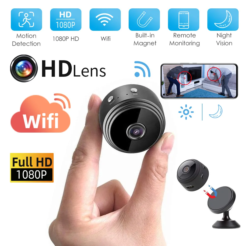 Мини-камера видеонаблюдения 1080p HD Wi-Fi ИК ночное видение | Безопасность и защита