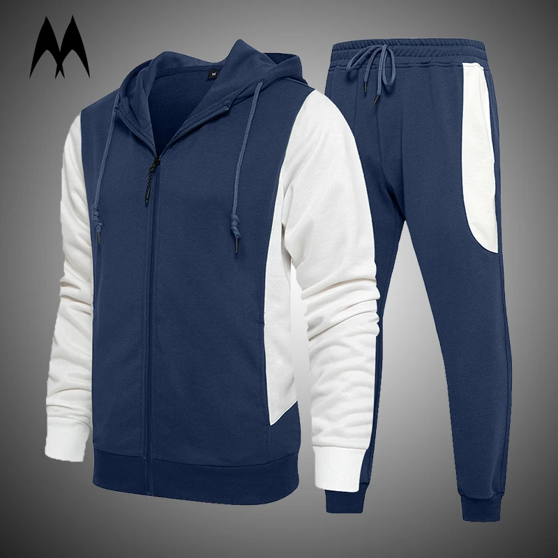 

Мужской спортивный костюм из двух предметов, Повседневная Свободная кофта с капюшоном, спортивный костюм для бега, осень 2021
