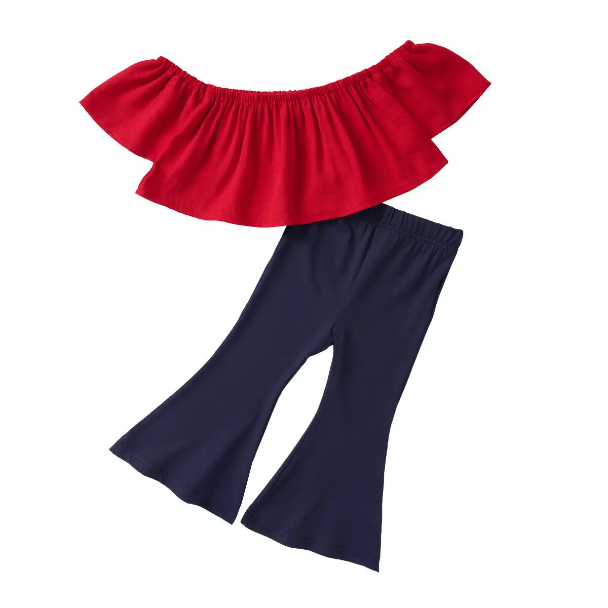 Комплект одежды для маленьких девочек: укороченный топ с открытыми плечами и