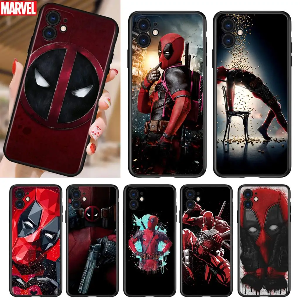 

Marvel Deadpool for iPhone 5 5S 6 7 8 X XR XS 11 SE 12 2020 mini Plus Pro MAX TPU Black Soft Cover