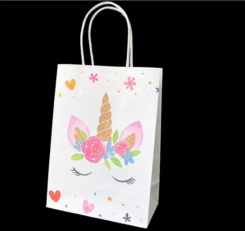 

Candy packaging flower box gift bag birthday party theme kraft paper bag for children cartoon handbag gift bag 20pcs