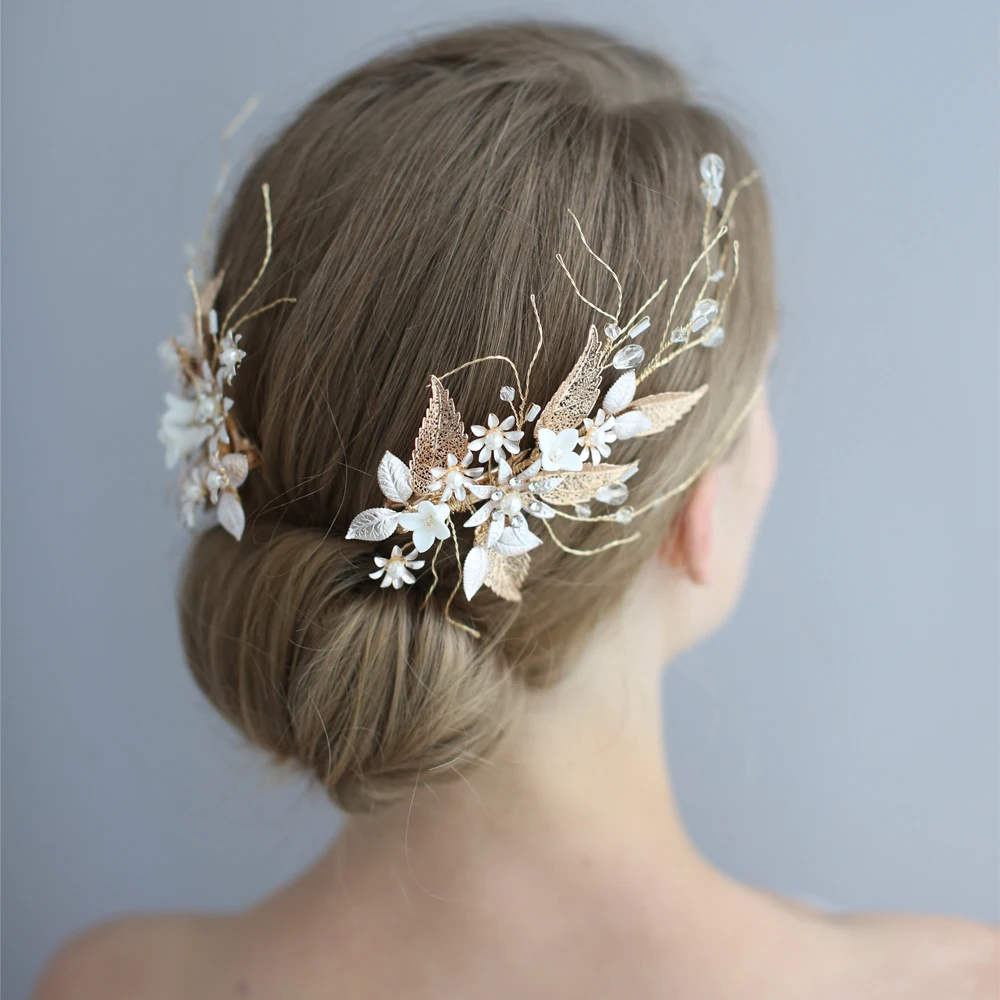 Wedding Hair Clips Headband Bridal Accessories Pearl Floral Tiara Women Headpiece | Украшения и аксессуары
