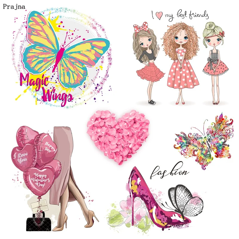 Prajna/модная футболка для девочек с изображением бабочки и утюгом на переноске Vynil