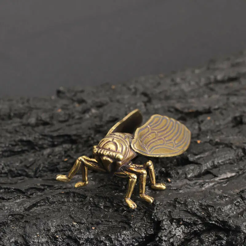 1* креативная фигурка ручной работы из чистой латуни Cicada, статуэтка животного, миниатюрная статуэтка, украшение для домашнего офиса