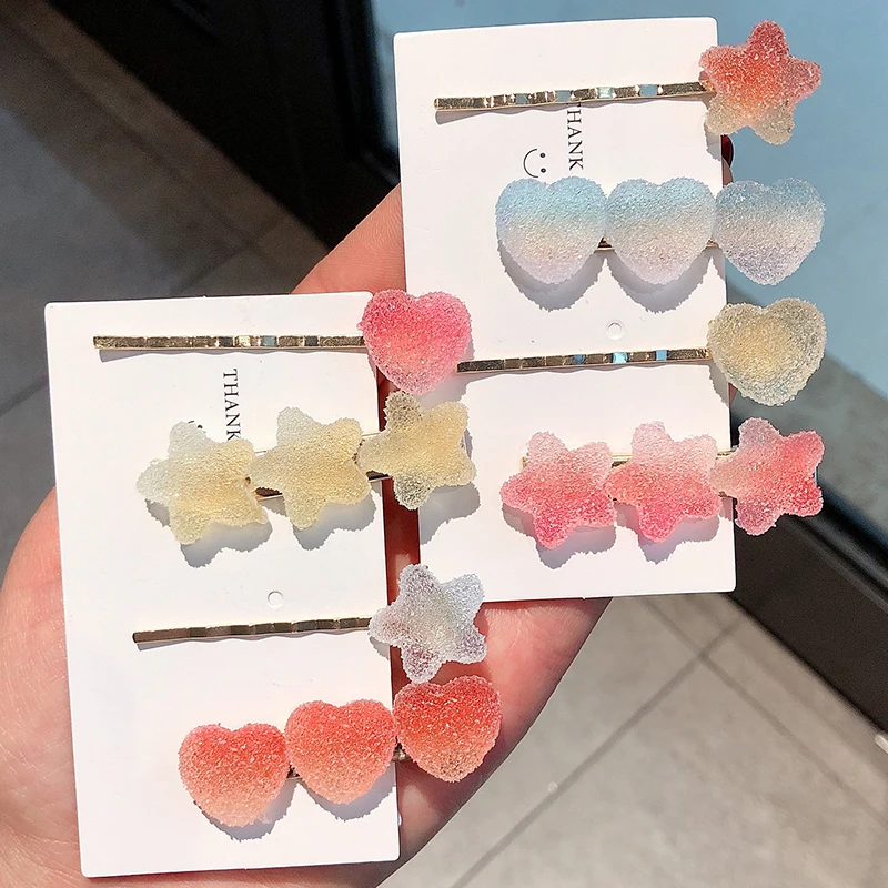 2 шт./компл. милые заколки для волос ярких цветов с силикагелем звездочками