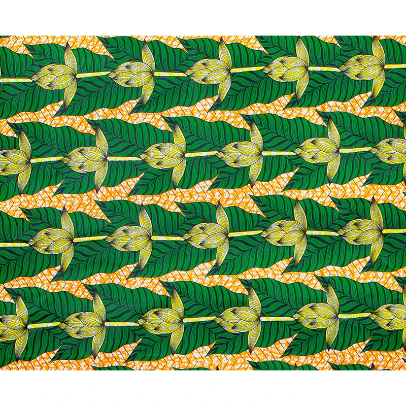 Ankara Real Wax African Fabric Print New Arrival Green Guaranteed Bazin Veritable Pagne High Quality Polyester 6 Yards | Аксессуары для