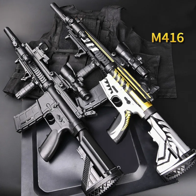 Горячая Распродажа ручная работа M416 Золотой Киль Кожа Жесткий водяной пистолет Рождественский подарок высокое качество большой электрический игрушечный пистолет детский подарок