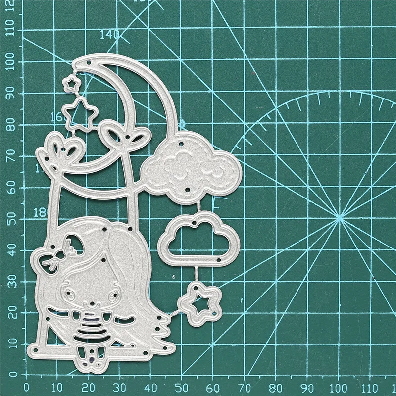 Металлические Вырубные штампы Kokorosa с изображением девушки на Луне облака звезды