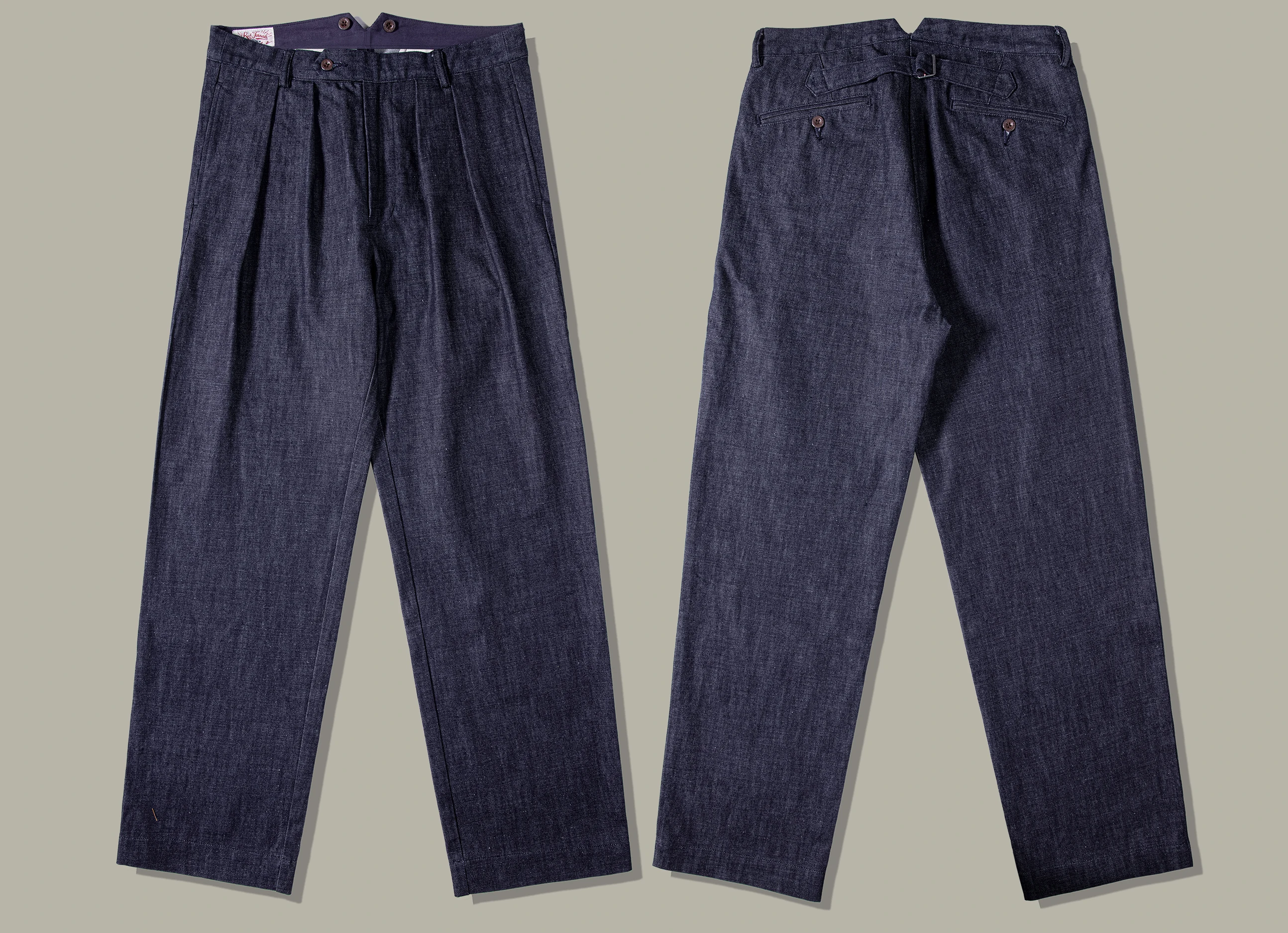 GDCK-0002 RedTornado Super Quality High Waist Indigo Selvage Unwashed Pants Unsanforized Raw Denim Naples Chino 12oz
