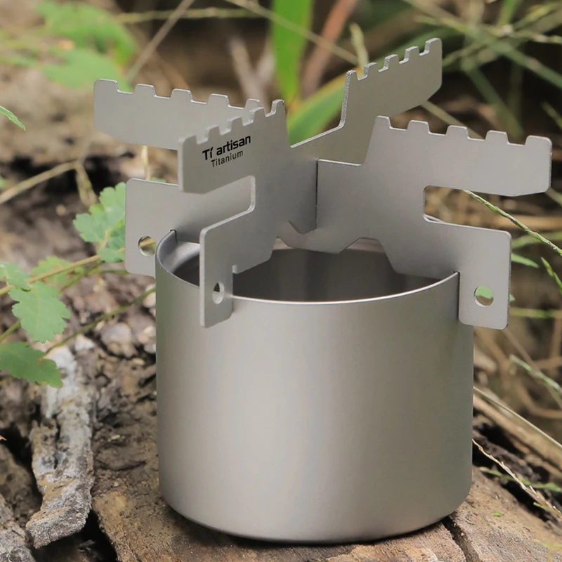 

Tiartisan Titanium Camping Alcohol Stove Outdoor Liquid Spirit Alcohol Stove Furnace Rack Combo set Cross stand WST062
