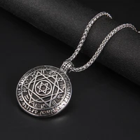 supernatural star of david zodiac constellation mens pendant necklace vintage stainless steel solomon talisman chain jewelry