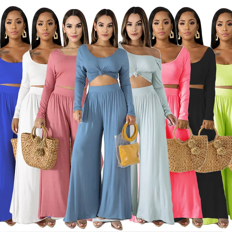 

Костюм женский весенне-осенний, однотонный, с круглым вырезом