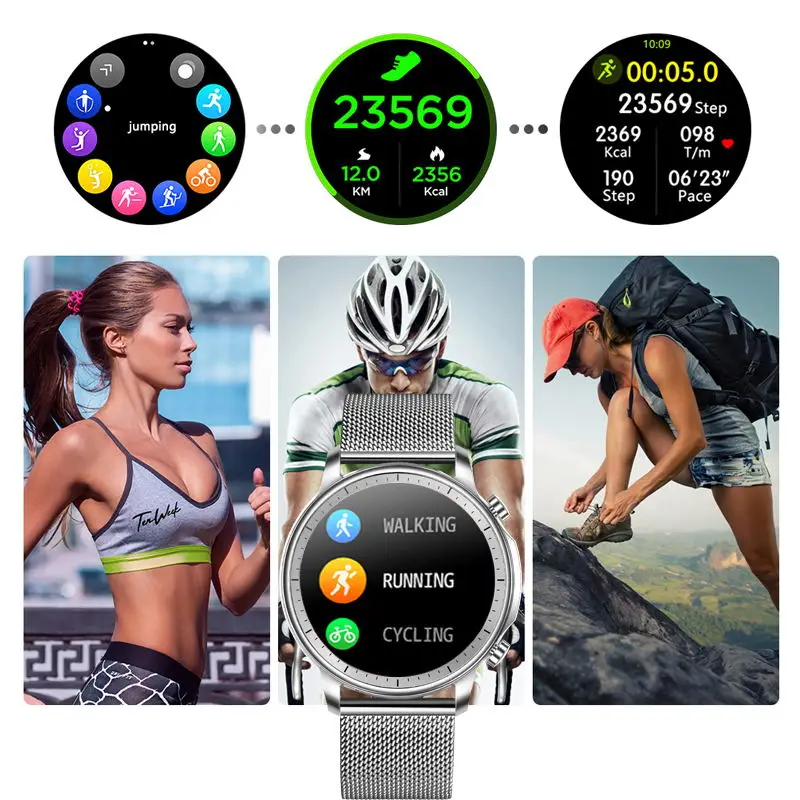 

LIGE Men Smartwatch Blood Pressure Heart Rate Monitor Information Reminder Full Touch Screen Smart Watch Women Sport Waterproof